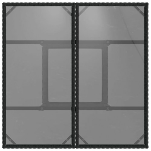 Havebord med glastop 80x80x75 cm polyrattan sort