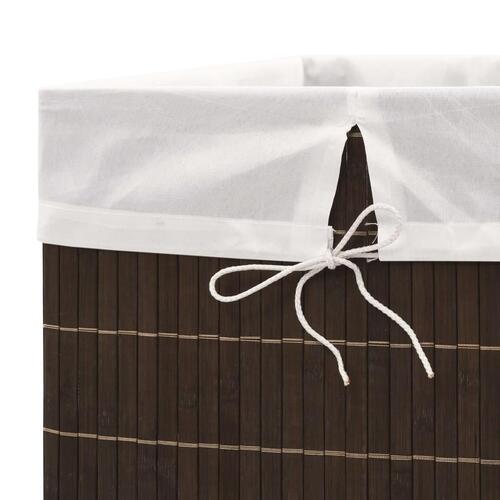 Vasketøjskurv bambus rektangulær mørkebrun