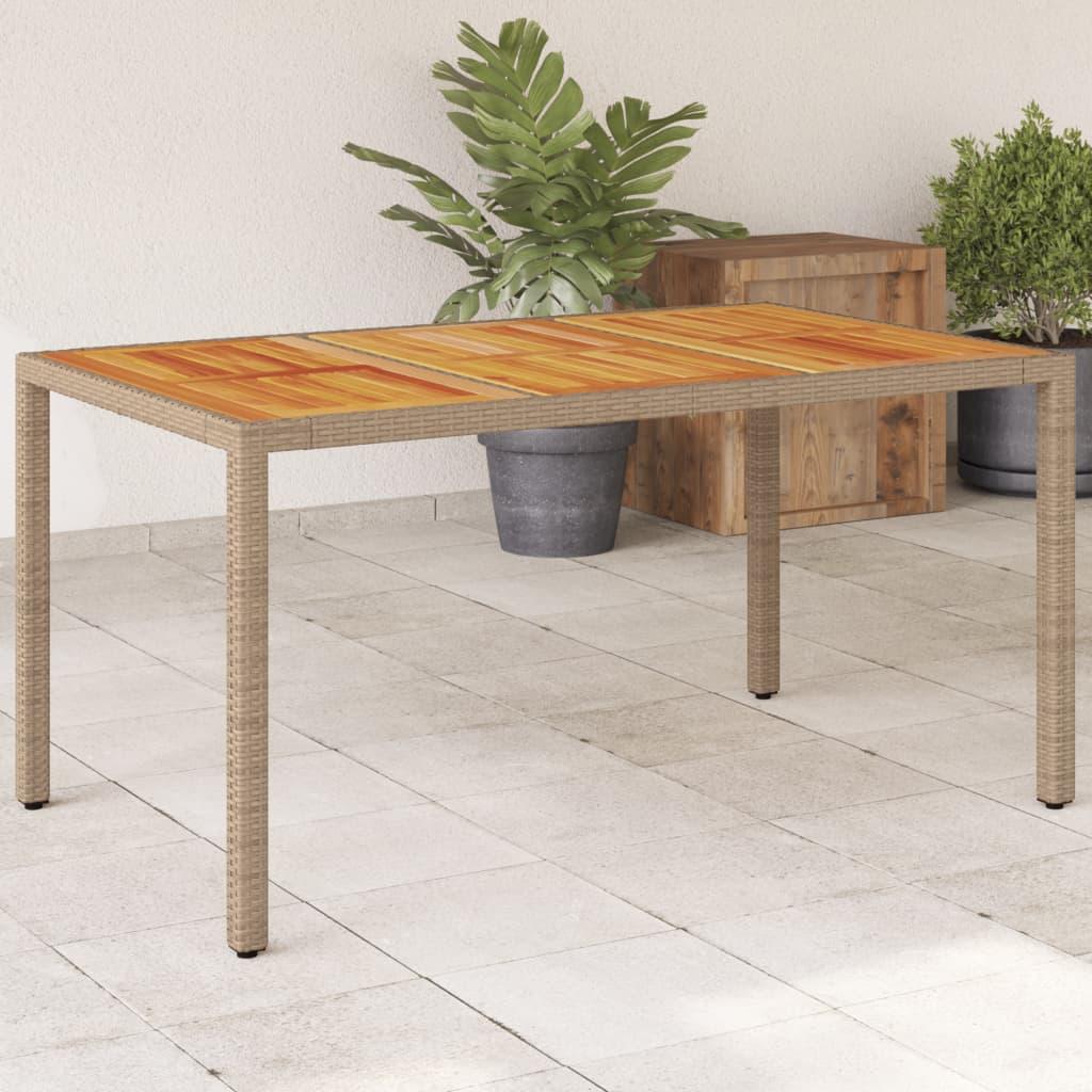 Havebord 150x90x75 Polyrattan Massivt Akacietræ Beige