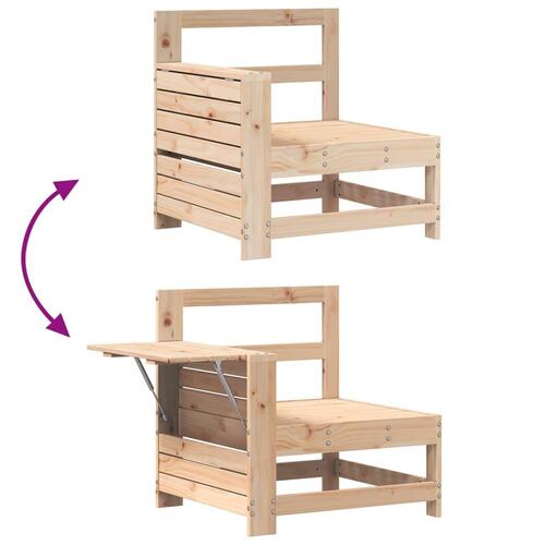 Sofamodul med armlæn og sidebord massivt fyrretræ