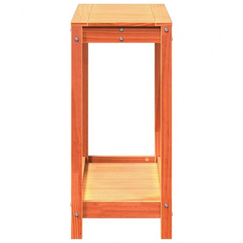 Plantebord med hylde 108x35x75 cm massivt fyrretræ gyldenbrun