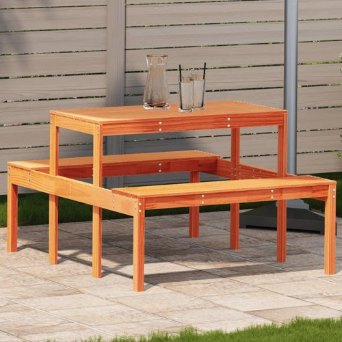 Picnicbord 110 x 134 x 75 cm i massivt fyrretræ - gyldenbrun