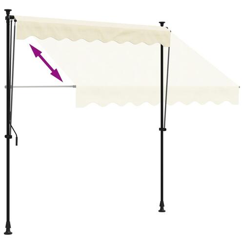 Markise 200x150 cm sammenrullelig stof og stål cremefarvet
