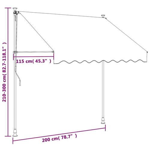 Markise 200x150 cm sammenrullelig stof og stål cremefarvet