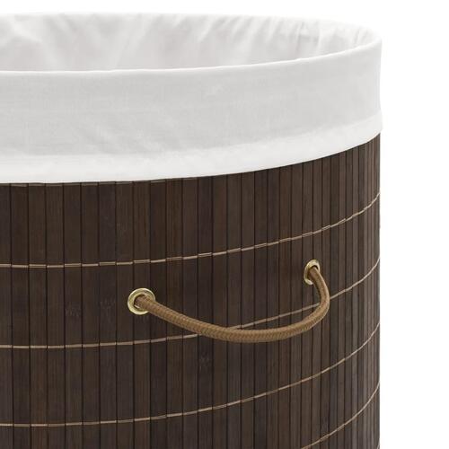Vasketøjskurv bambus oval mørkebrun