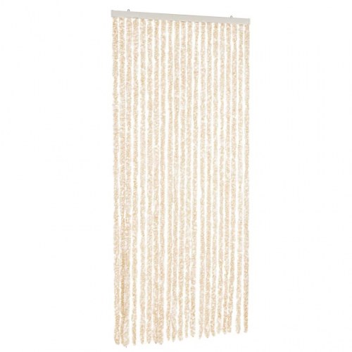 Flueforhæng 56 × 200 cm i chenille - beige/hvid