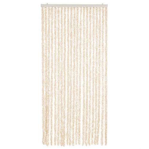 Flueforhæng 56 × 200 cm i chenille - beige/hvid