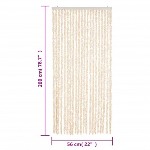 Flueforhæng 56 × 200 cm i chenille - beige/hvid