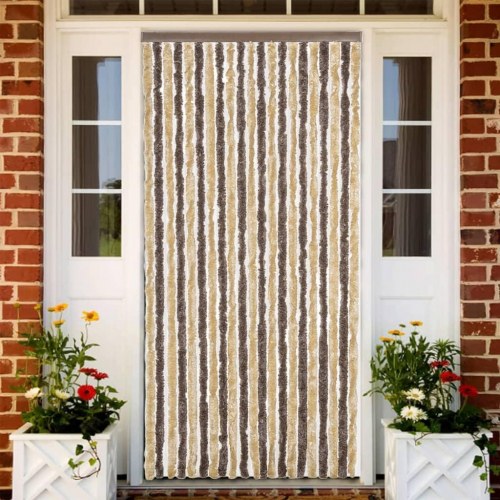 Flueforhæng 56×200 cm i chenille - mørkebrun og beige