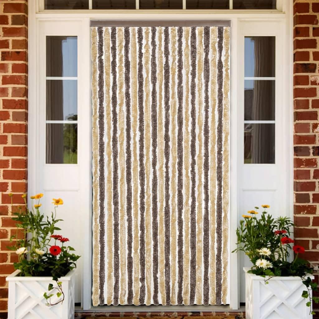 Flueforhæng 56x200 cm chenille mørkebrun og beige