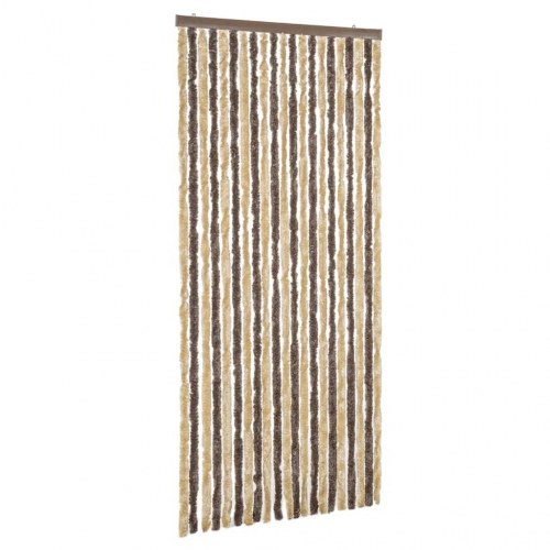 Flueforhæng 56×200 cm i chenille - mørkebrun og beige