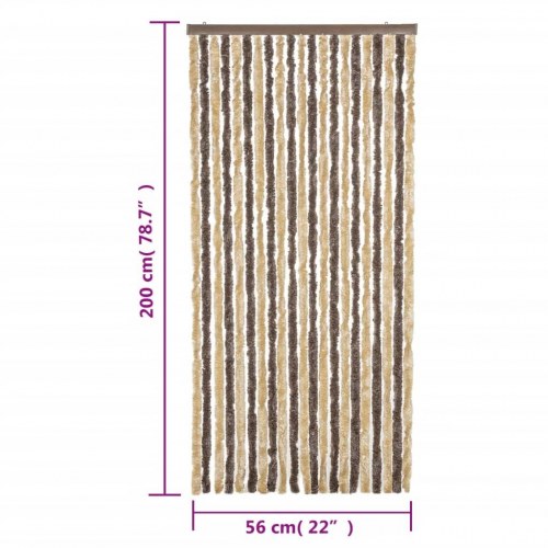 Flueforhæng 56×200 cm i chenille - mørkebrun og beige