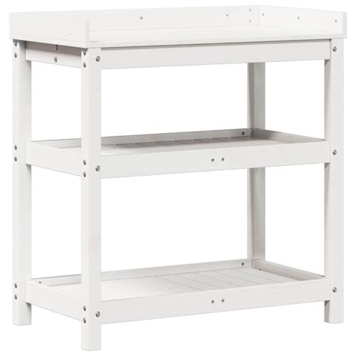 Plantebord med hylder 82,5x45x86,5 cm massivt fyrretræ hvid