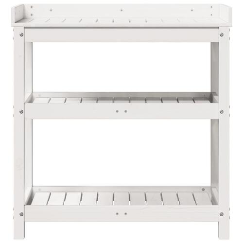 Plantebord med hylder 82,5x45x86,5 cm massivt fyrretræ hvid