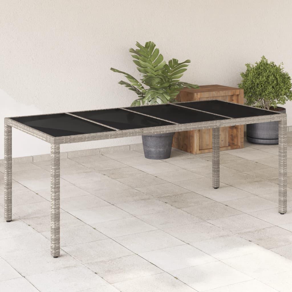 Havebord Med Glastop 190x90x75 Polyrattan Lysegrå
