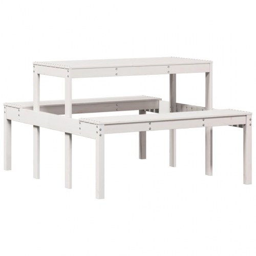 Picnicbord med bænke 110 x 134 x 75 cm i massivt fyrretræ - hvid
