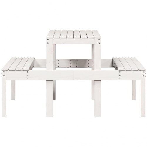 Picnicbord med bænke 110 x 134 x 75 cm i massivt fyrretræ - hvid