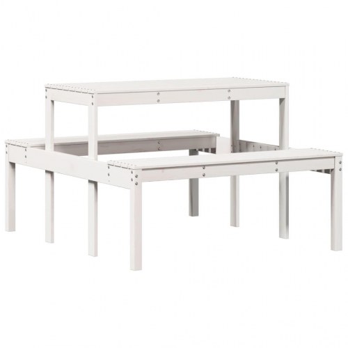 Picnicbord med bænke 110 x 134 x 75 cm i massivt fyrretræ - hvid