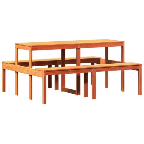 Picnicbord i massivt fyrretræ - 160 × 134 × 75 cm, gyldenbrun