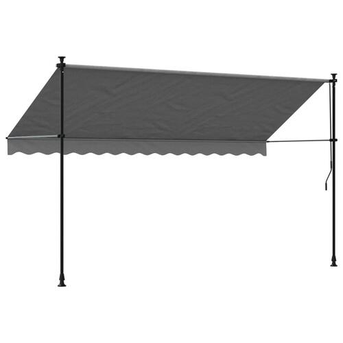Markise 350x150 cm sammenrullelig stof og stål antracitgrå