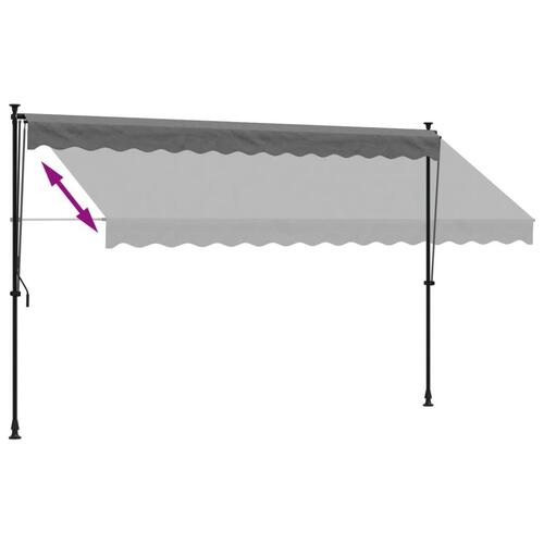 Markise 350x150 cm sammenrullelig stof og stål antracitgrå
