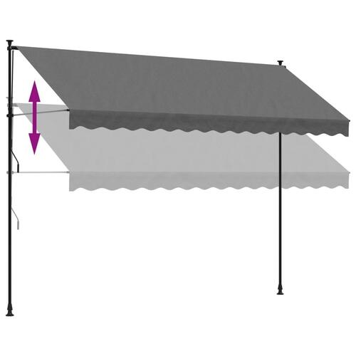 Markise 350x150 cm sammenrullelig stof og stål antracitgrå