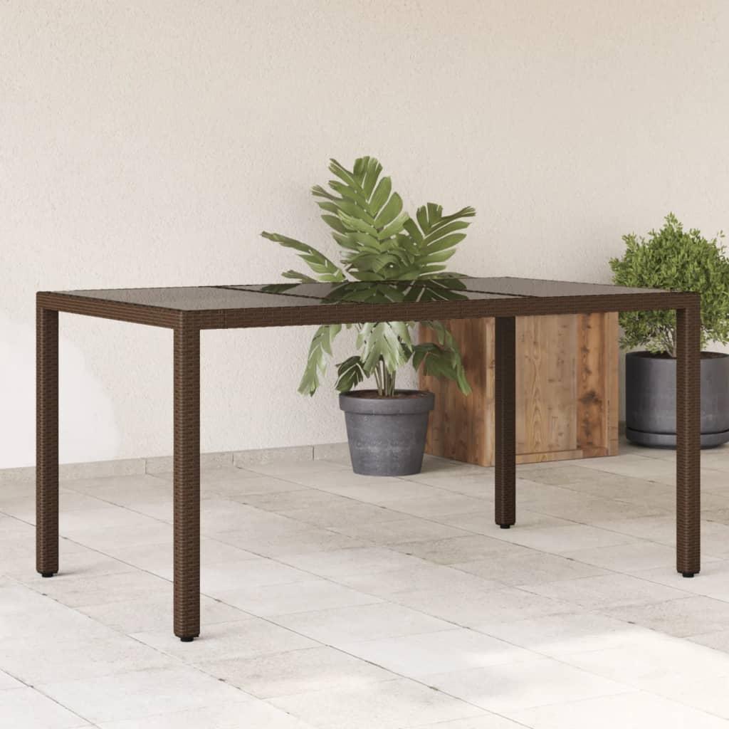 Havebord Med Glastop 150x90x75 Cm Polyrattan Brun