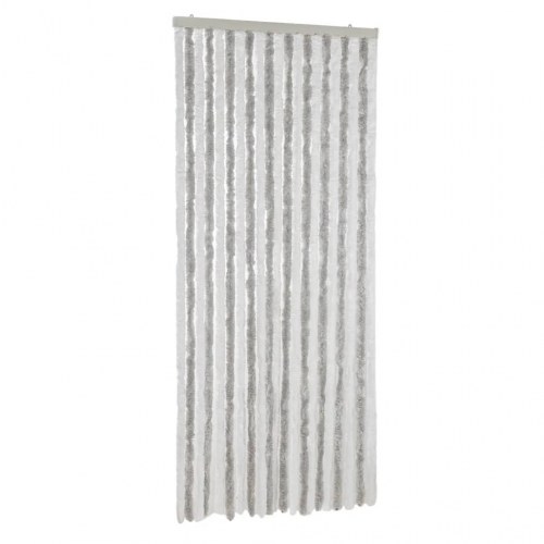 Flueforhæng 56 × 185 cm i chenille - lysegrå/hvid