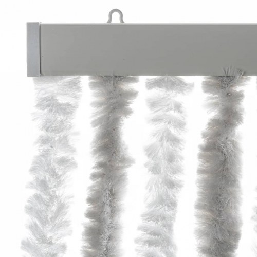 Flueforhæng 56 × 185 cm i chenille - lysegrå/hvid