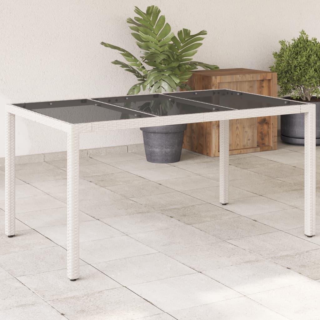 Havebord Med Glastop 150x90x75 Polyrattan Hvid