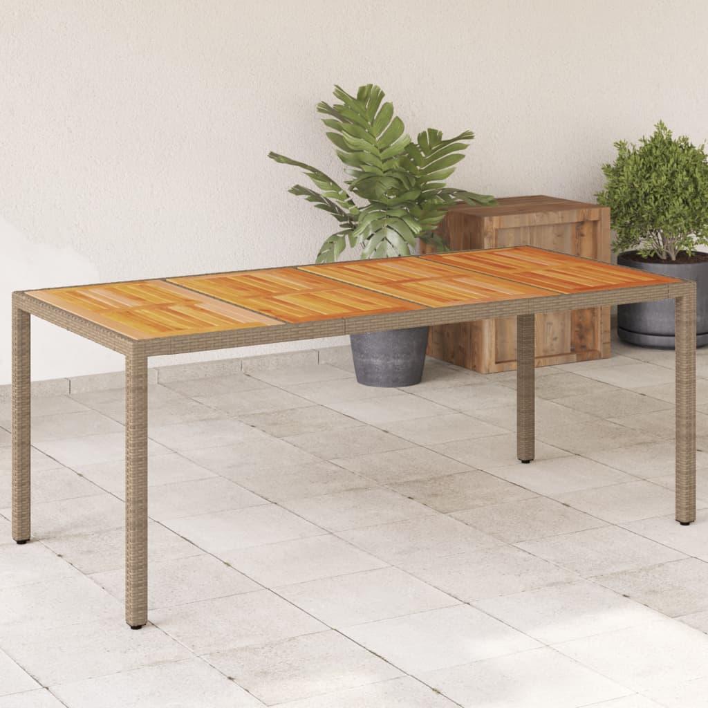 Havebord 190x90x75 Polyrattan Massivt Akacietræ Beige