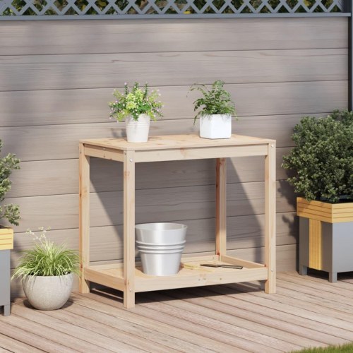 Plantebord med hylde i massivt fyrretræ - 82,5 x 50 x 75 cm