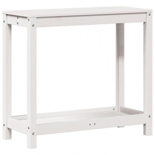 Plantebord med hylde 82,5x35x75 cm massivt fyrretræ hvid