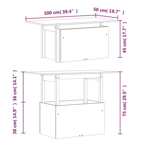 Havebord 100x50x75 cm massivt fyrretræ hvid