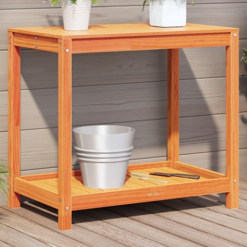 Plantebord med hylde 82,5×50×75 cm i massivt fyrretræ - gyldenbrun