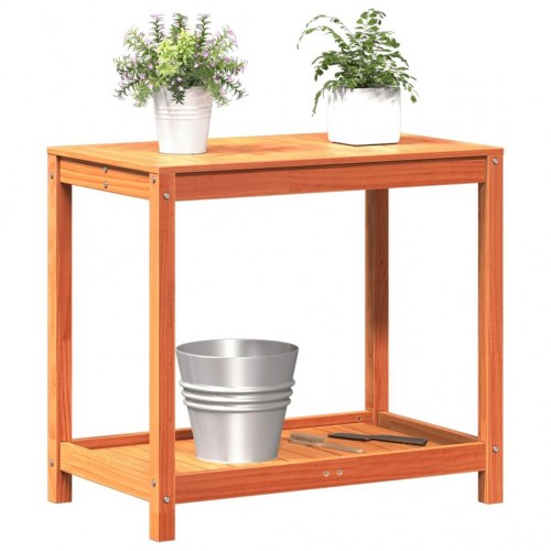 Plantebord med hylde 82,5×50×75 cm i massivt fyrretræ - gyldenbrun