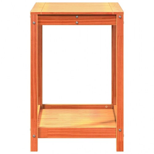 Plantebord med hylde 82,5×50×75 cm i massivt fyrretræ - gyldenbrun