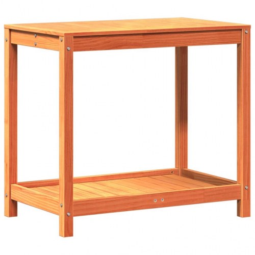 Plantebord med hylde 82,5×50×75 cm i massivt fyrretræ - gyldenbrun