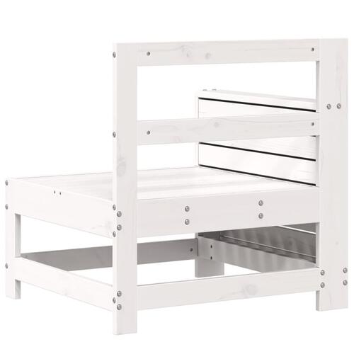 Sofamodul med armlæn og sidebord massivt fyrretræ hvid