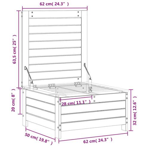 Haveskammel 62x63,5x32 cm massivt fyrretræ gyldenbrun