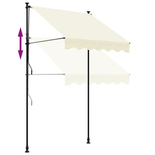 Markise 150x150 cm sammenrullelig stof og stål cremefarvet