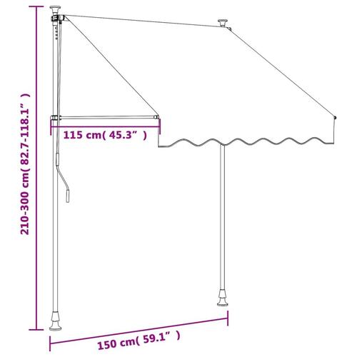 Markise 150x150 cm sammenrullelig stof og stål cremefarvet