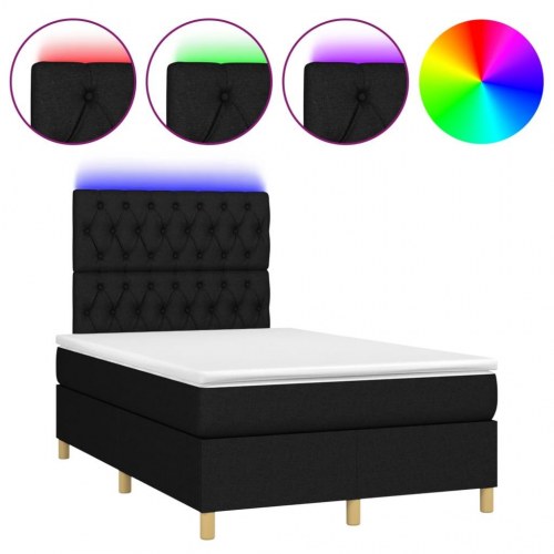 Kontinentalseng med LED-lys 120×190 cm - stof, sort