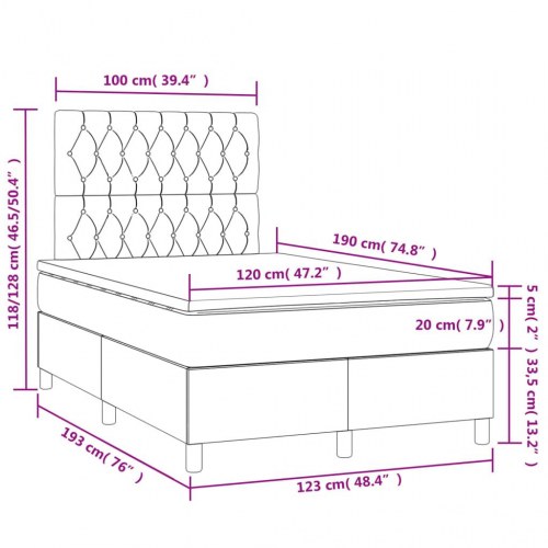 Kontinentalseng med LED-lys 120×190 cm - stof, sort