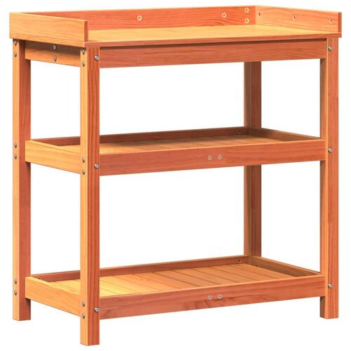 Plantebord med hylder 82,5x45x86,5 cm massivt fyrretræ brun