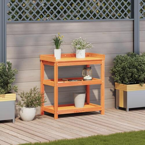 Plantebord med hylder 82,5x45x86,5 cm massivt fyrretræ brun
