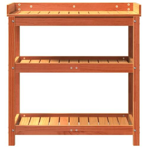 Plantebord med hylder 82,5x45x86,5 cm massivt fyrretræ brun