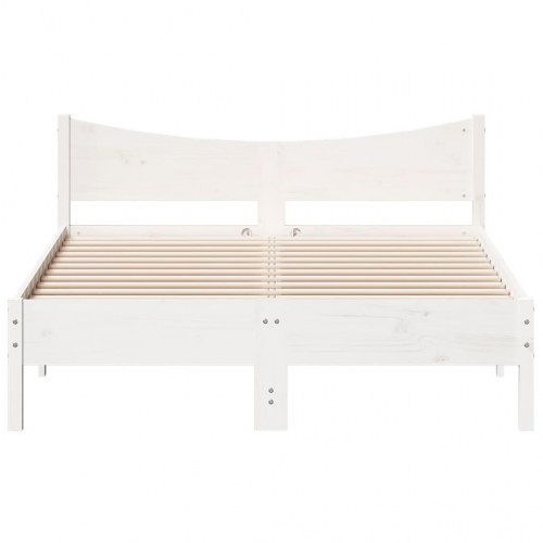 Sengeramme i massivt fyrretræ 140 x 190 cm - hvid