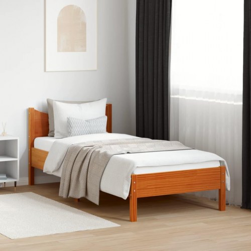 Sengeramme 90x190 cm i massivt fyrretræ - gyldenbrun