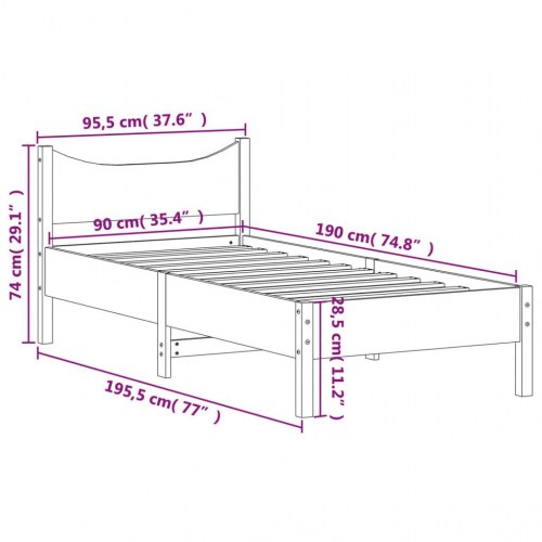 Sengeramme 90x190 cm i massivt fyrretræ - gyldenbrun